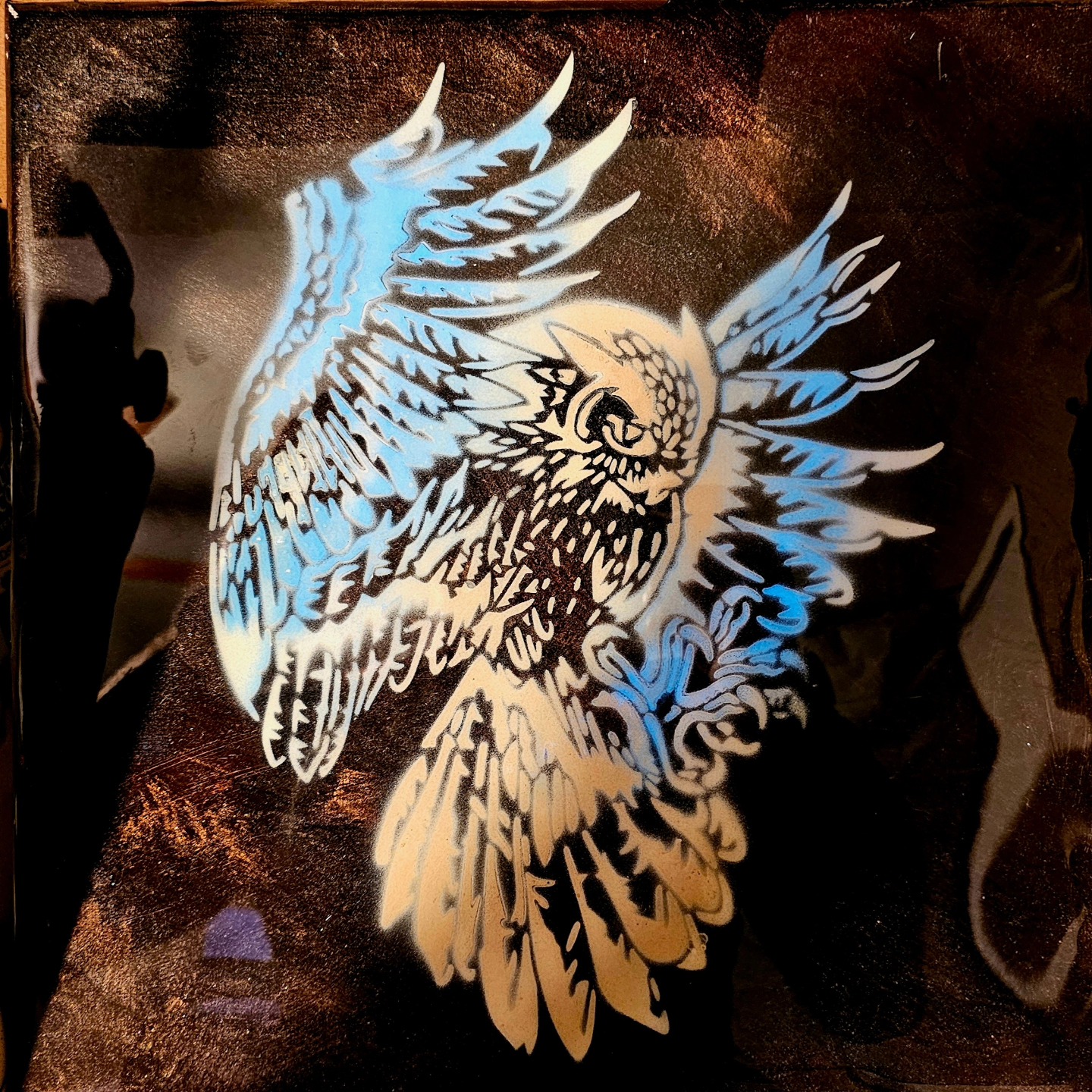 Owl artwork in normal light